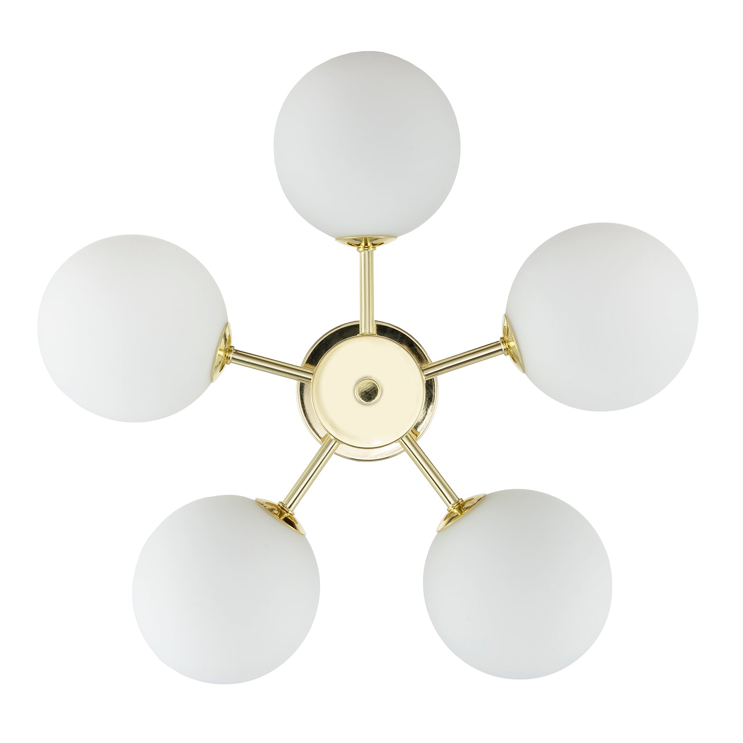 Chic Polished Gold 5-Arm Ceiling Light with White Globe Glass Shades Image 5