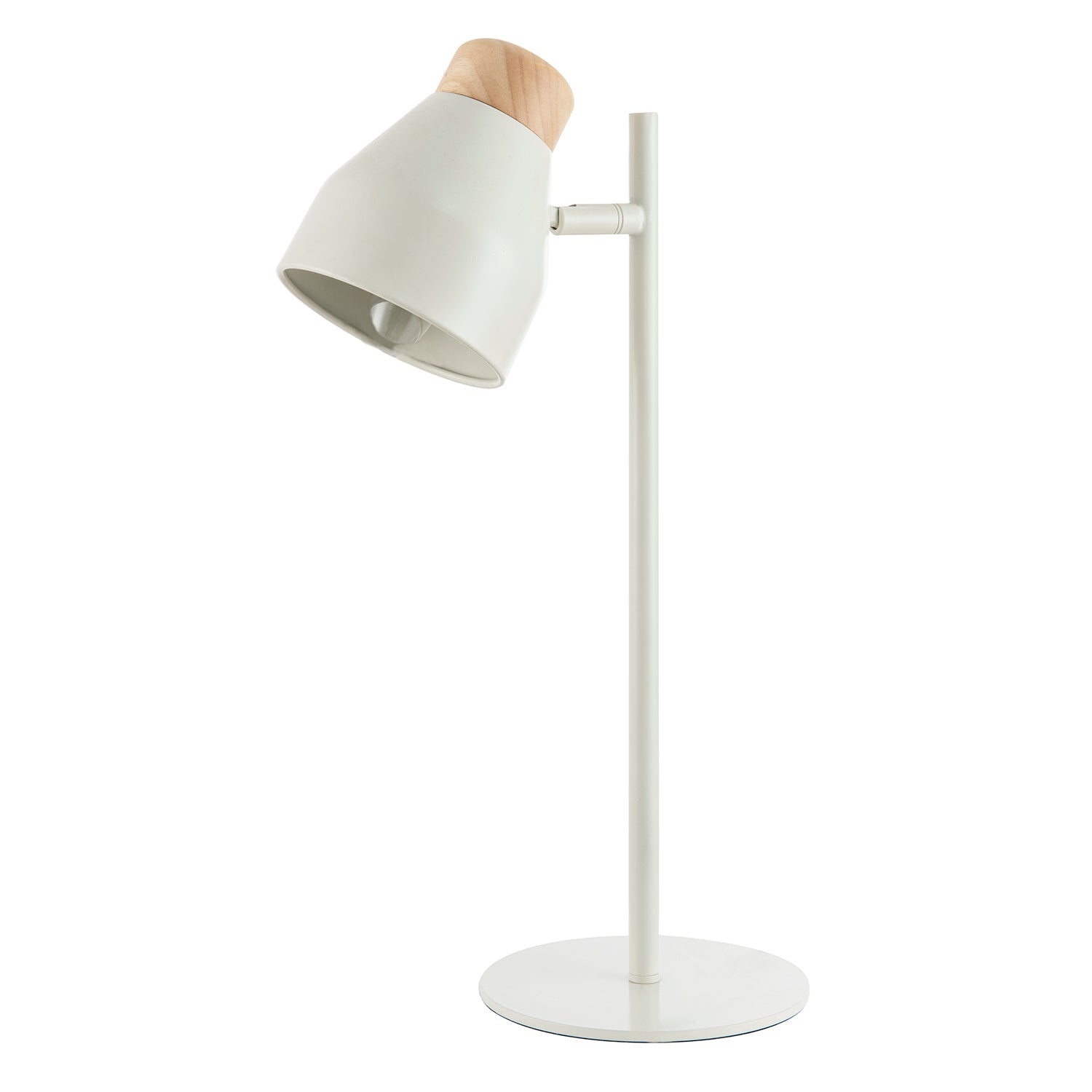 Muted Dove Grey Scandinavian Designed Table Desk Lamp with Wooden Trim Image 1