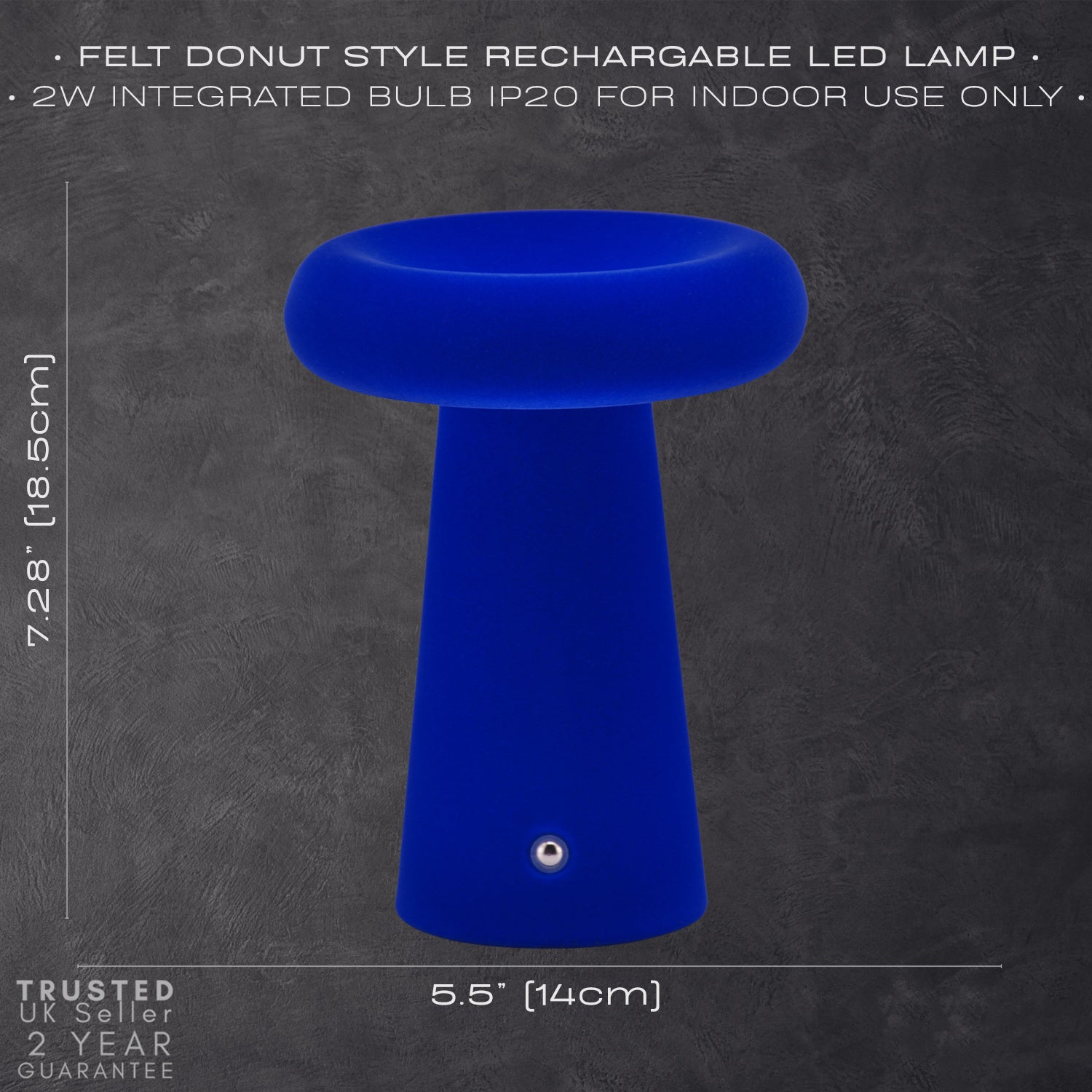 Designer Soft Blue Felt Rechargeable Lamp with Donut Shade 3-Way Touch Dimmable Image 6