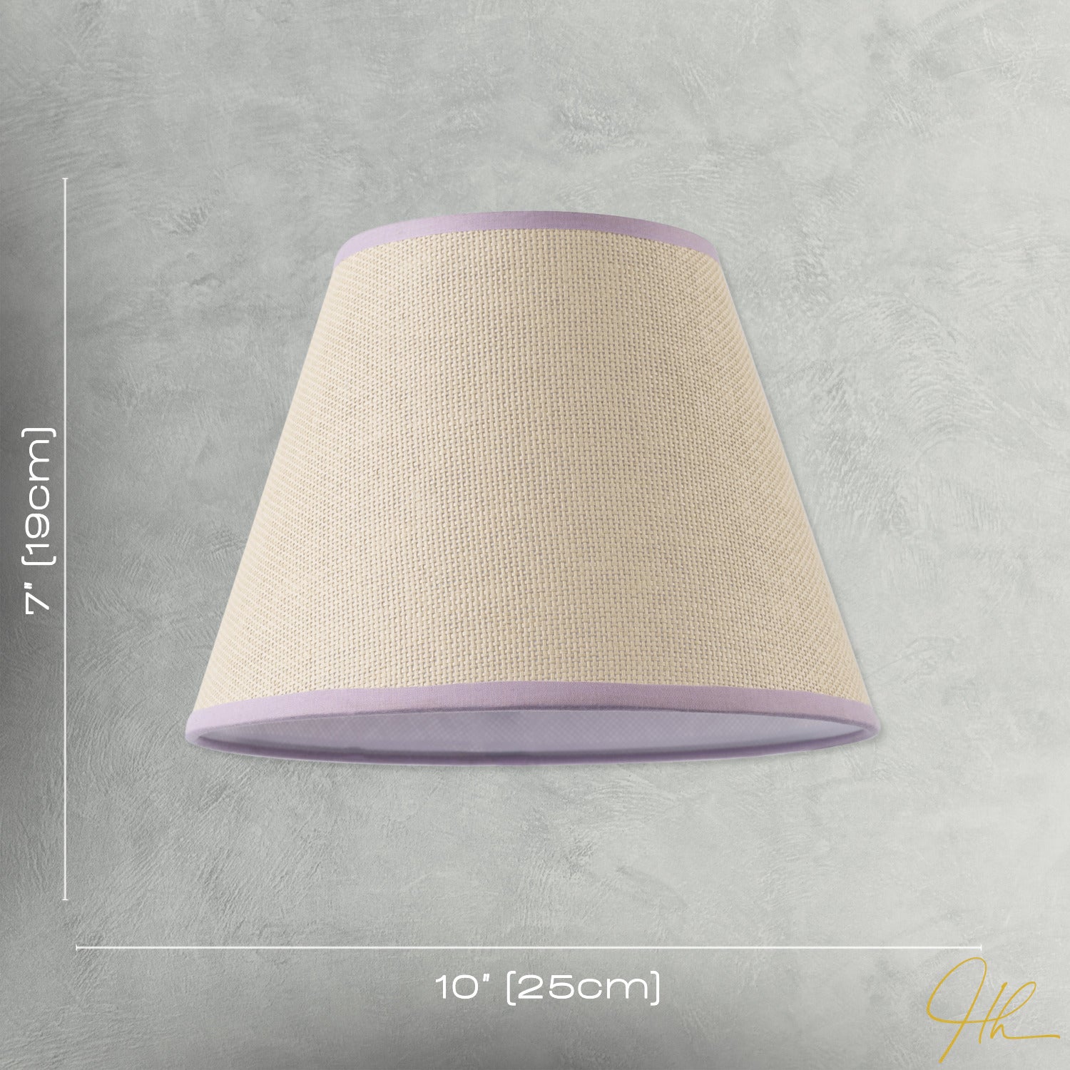 Traditional Rattan Tweed Lamp Shade with Lilac Cotton Fabric Trims Image 7