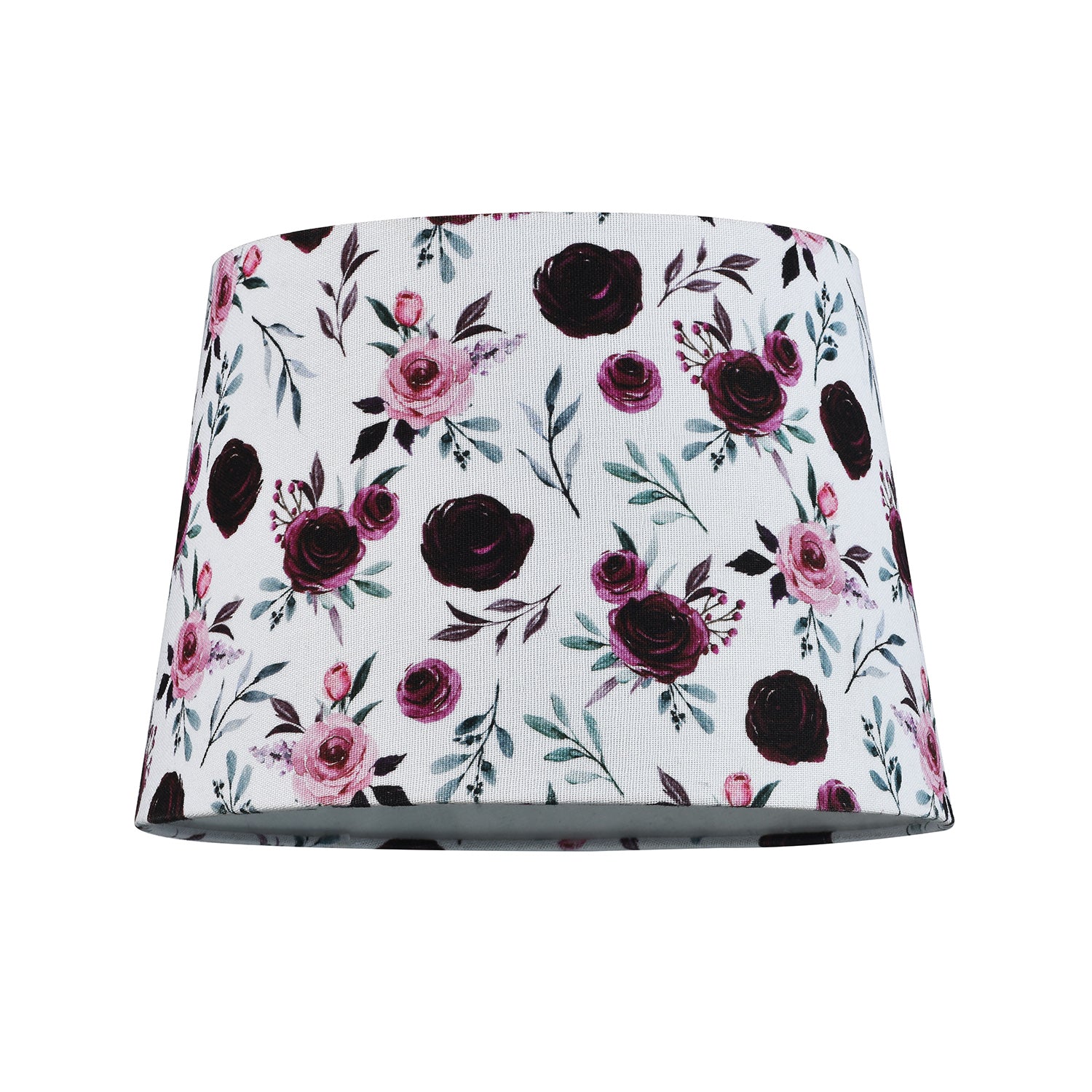 Traditional Classic Design Linen Fabric Drum Lamp Shade with Pink and Red Roses Image 1