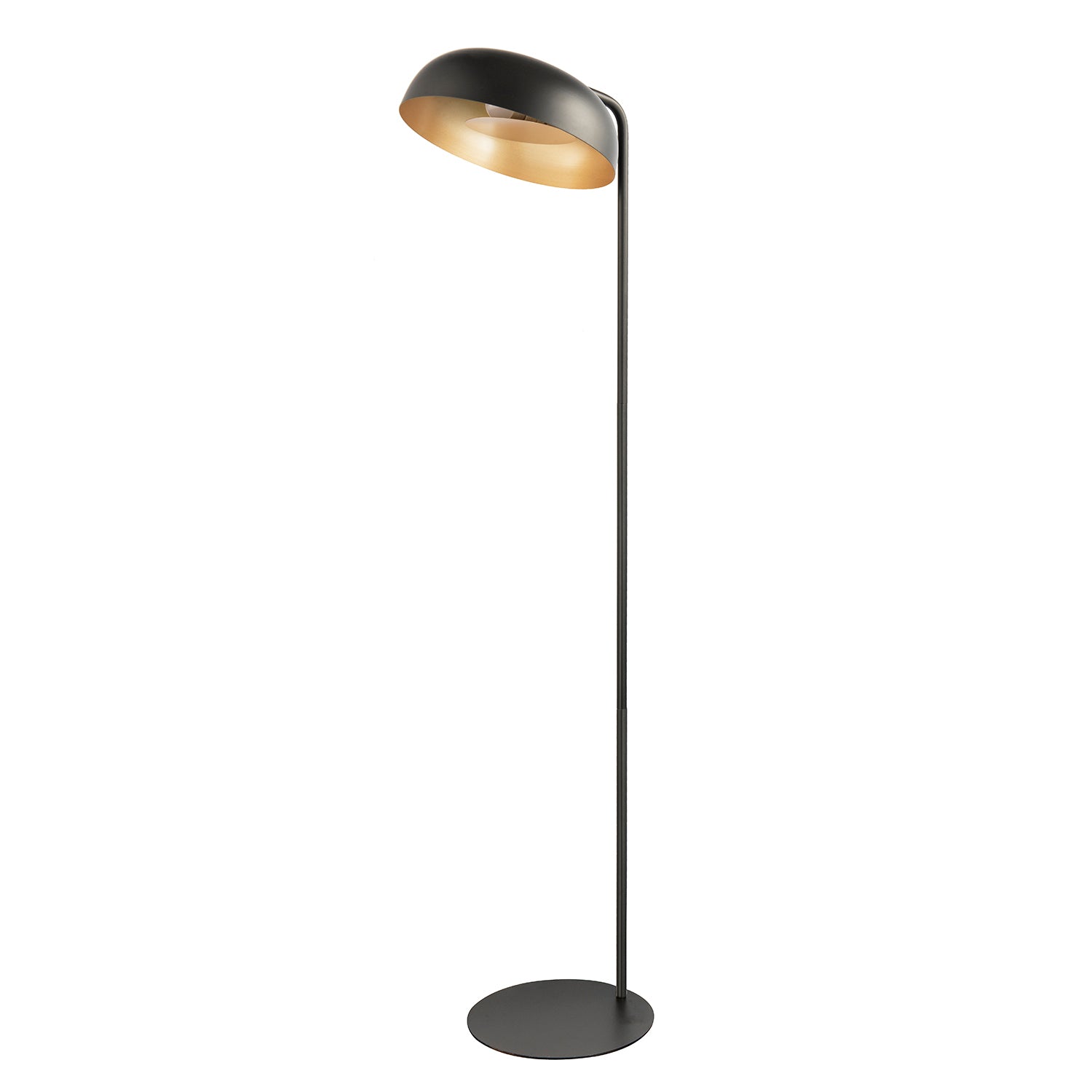 Modern Floor Lamp with Golden Inner Shade and Diffuser Reflecting Light Inwards Image 2