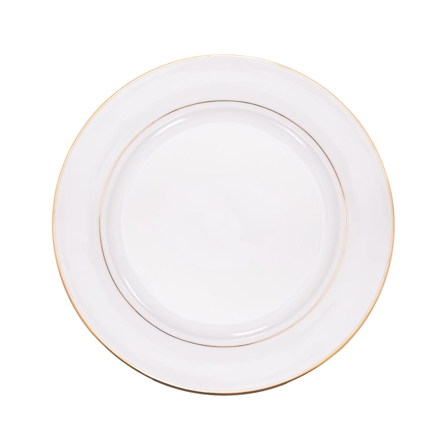 Set of 4 White Ceramic Side Plates with Dual Shiny Gold Rims - Durable & Elegant Image 2