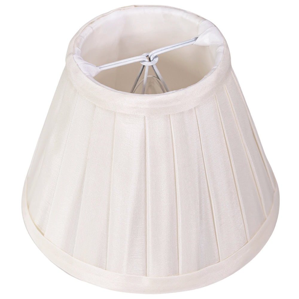 Traditional Classic Cream Faux Silk Pleated Inner Lined Lamp Clip-On Shade - 6" Image 2