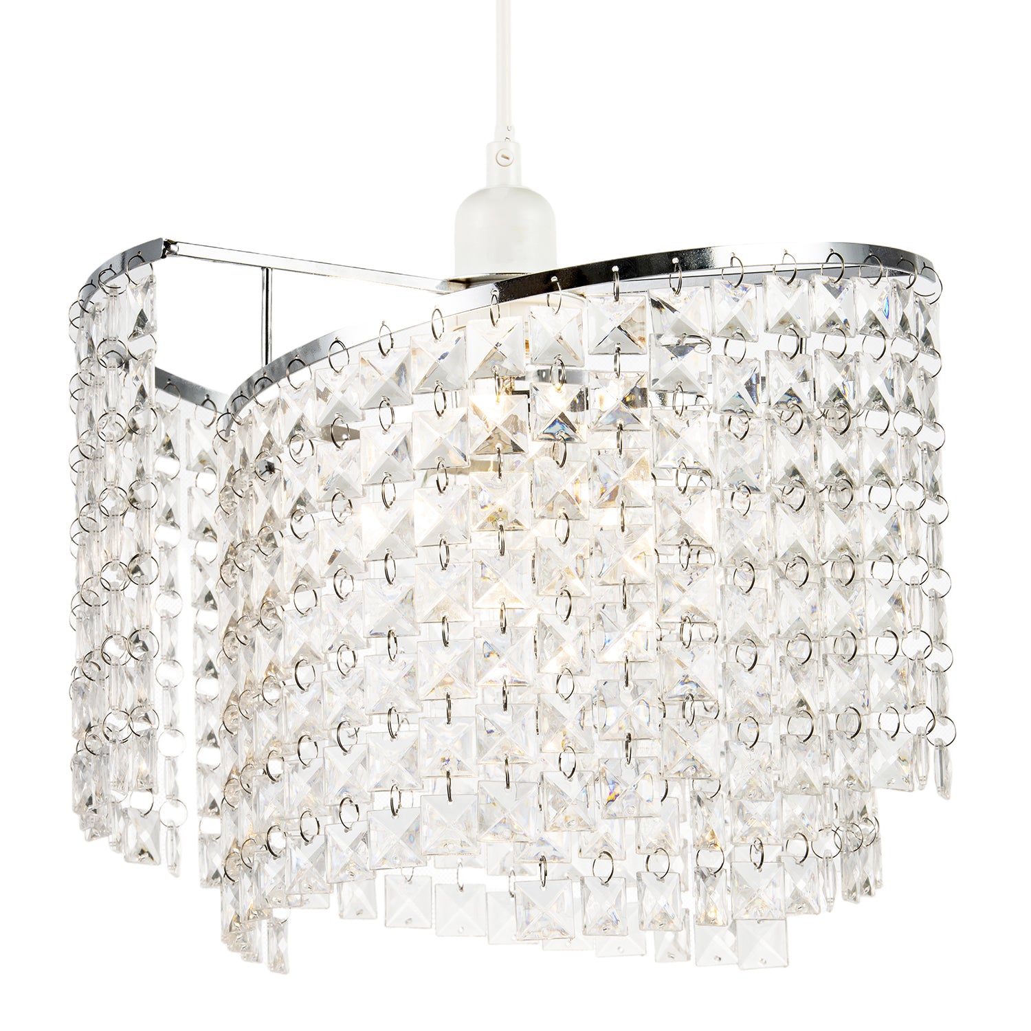 Modern Chrome Chandelier Pendant Shade with Cascading Acrylic Panels Image 2