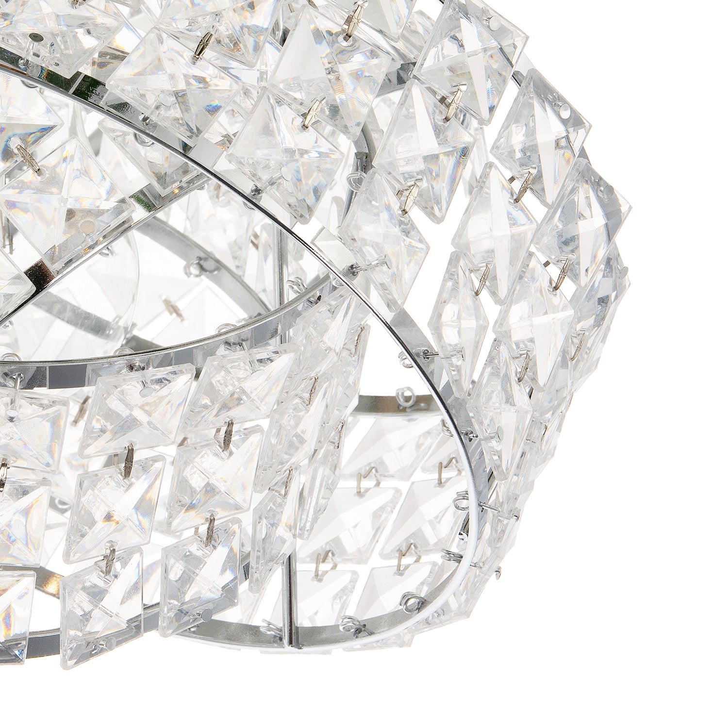 Designer Chrome Plated Triple Ring Pendant Shade with Square Beads Image 3