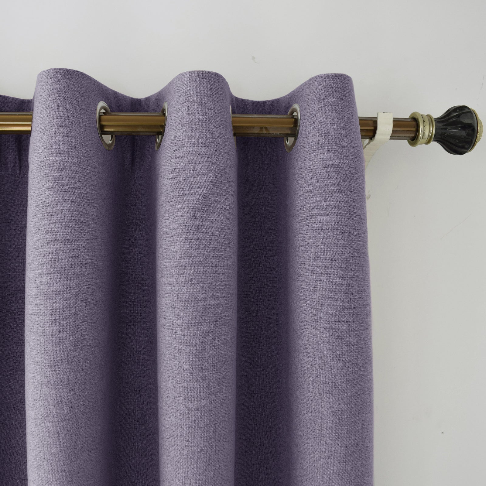 Purple Mauve Linen Blackout Eyelet Curtains - 46x54 Inch Drop  2 Panel Image 2
