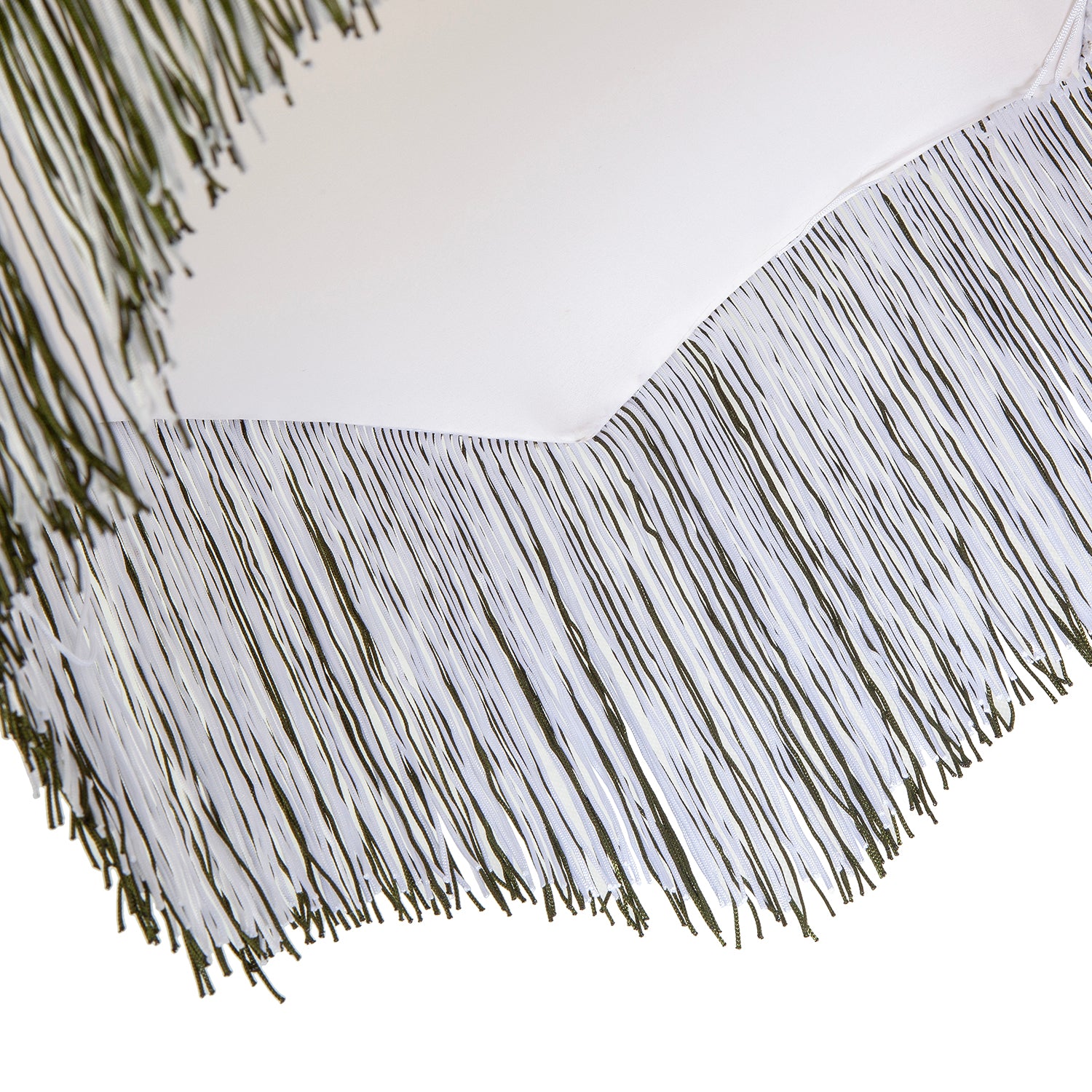 Cream Floral Victorian Velvet Shade with Dark Green and White Tassels Image 4