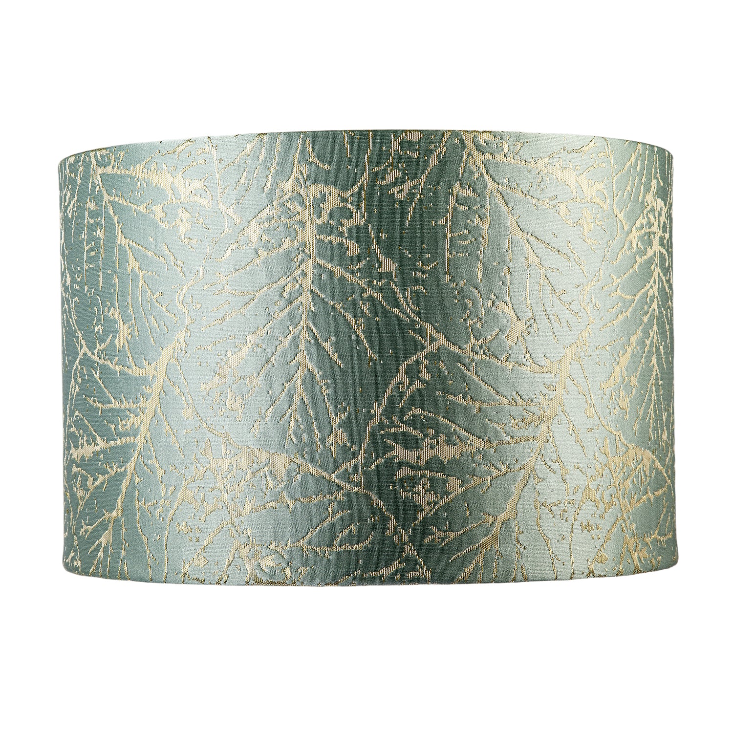 Abstract Botanical Motif Jacquard Fabric Lamp Shade in Silver Duck Egg Image 4