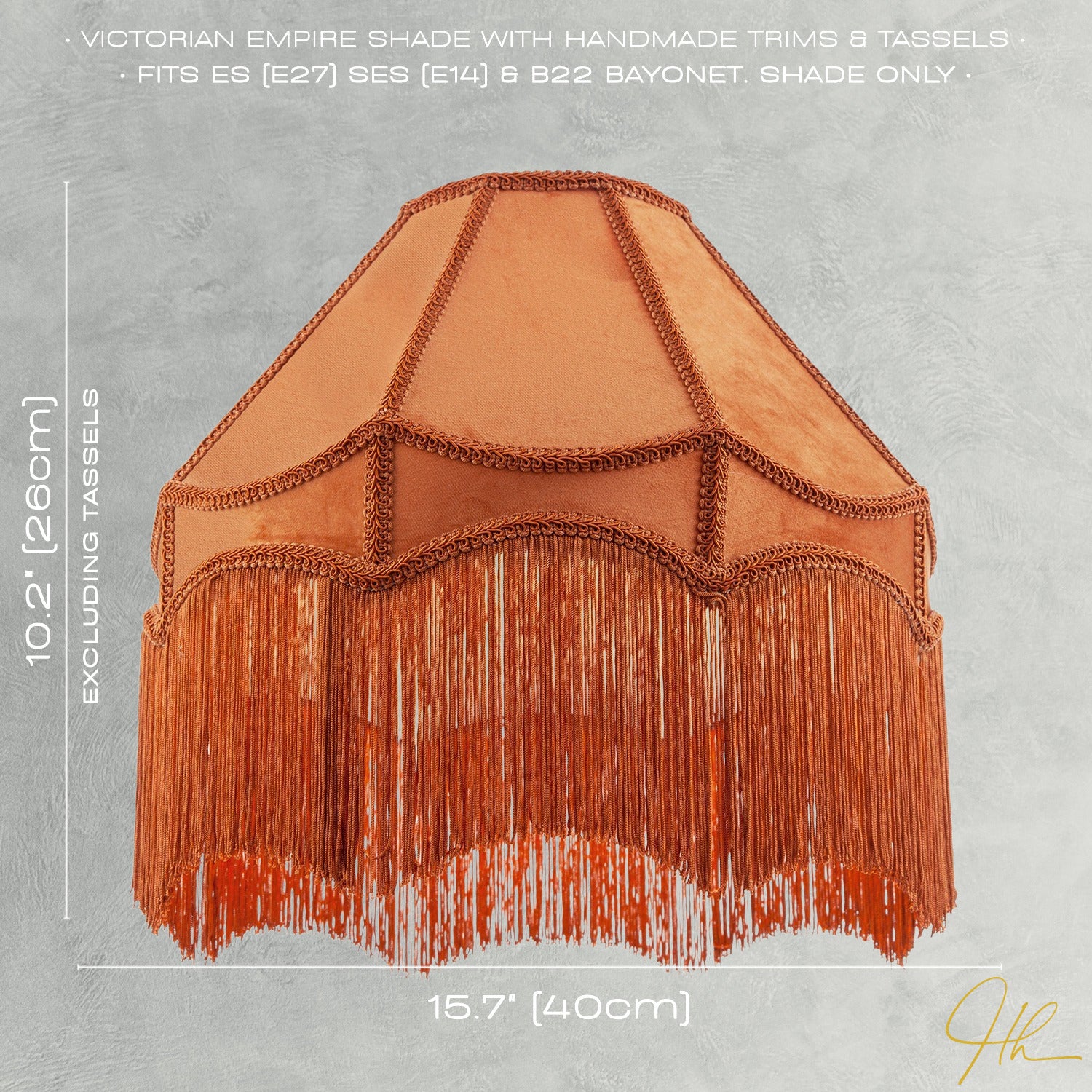 Traditional Victorian Empire 40cm Lamp Shade in Ochre with Tassels Image 7