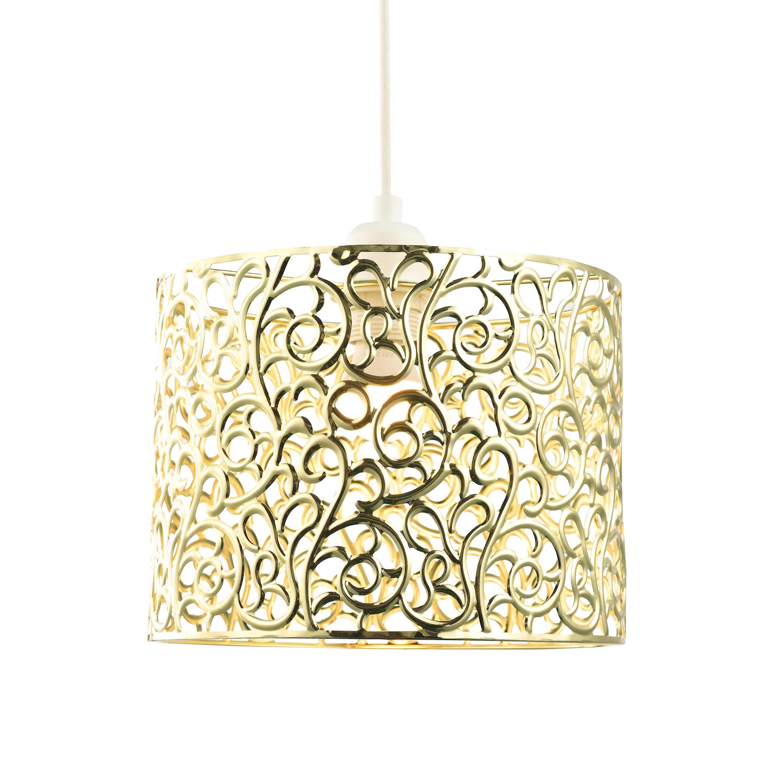 Elegant Classic Floral Polished Gold Metal Ceiling Pendant Shade 19cm x 25cm Image 2