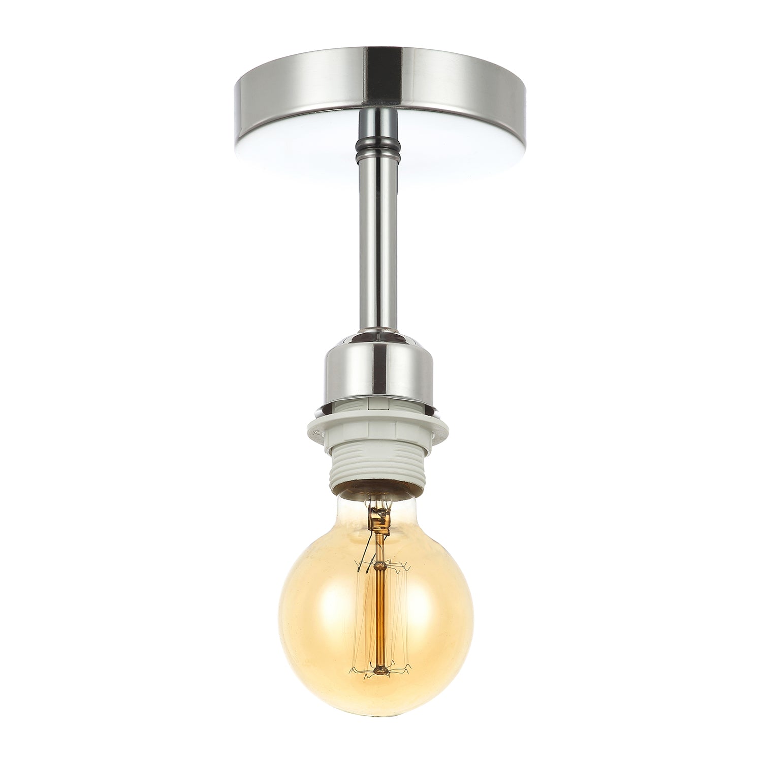 Polished Chrome Plated Ceiling Light Fitting for Industrial Style Light Bulbs Image 3