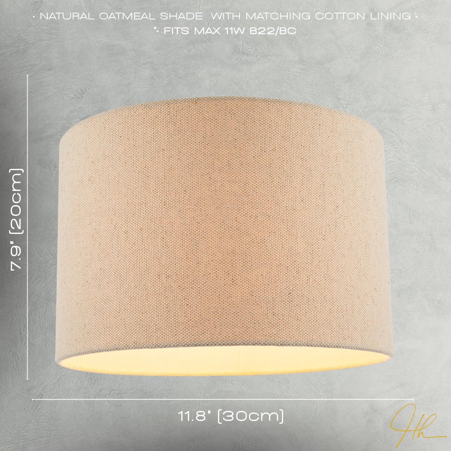Light Taupe Oatmeal Linen Fabric Drum Lamp Shade with Cotton Lining Image 7