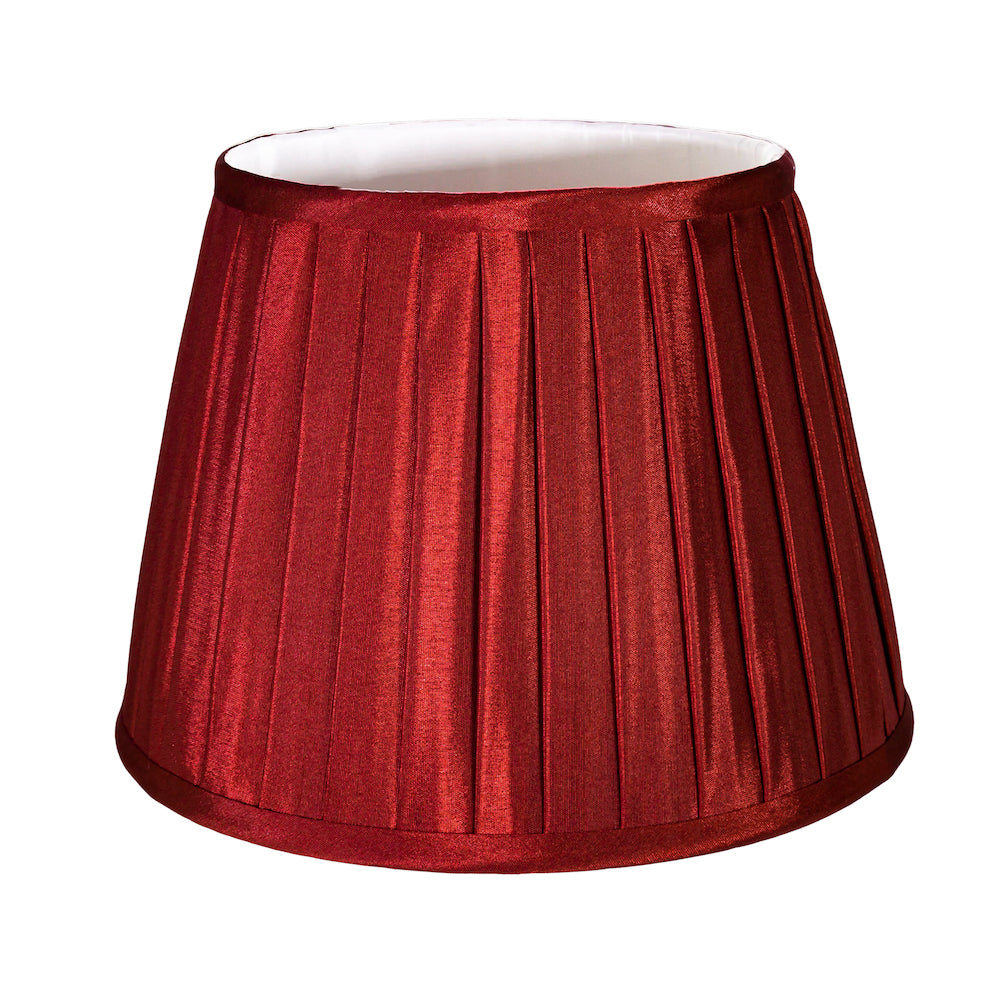 Traditional Classic Burgundy Faux Silk Pleated Lined Lampshade - 10" Diameter Image 1