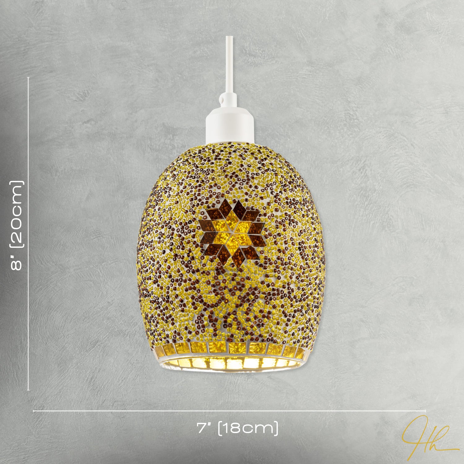 Dome Shaped Pendant Light Shade with Glass Mosaic Beaded Construction Image 7