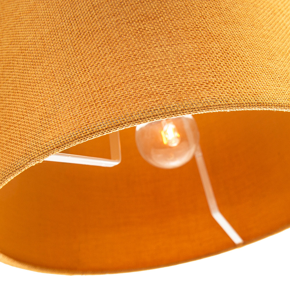 Contemporary and Sleek 12 Inch Ochre Linen Fabric Drum Lamp Shade 60w Maximum Image 4