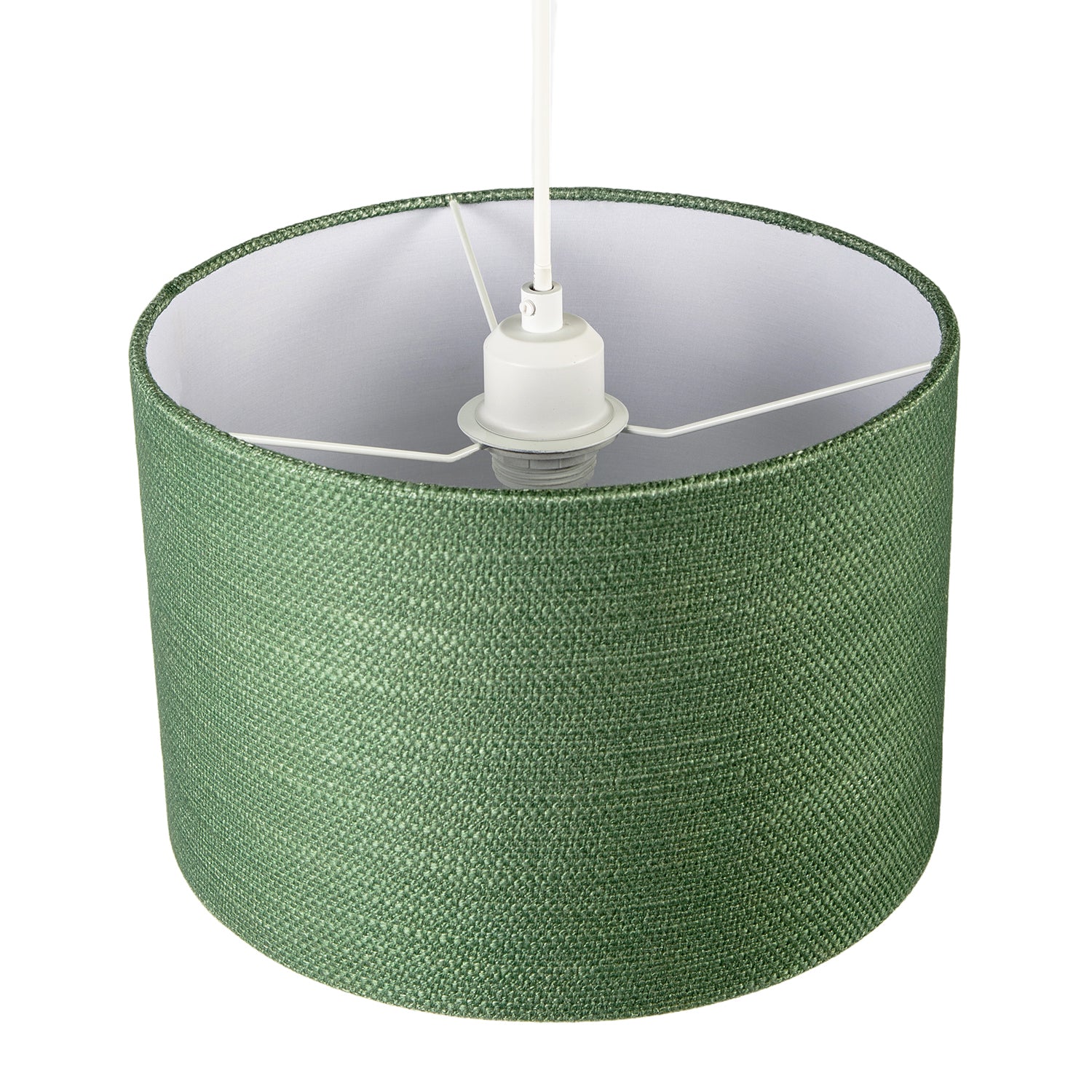 Vineyard Green Textured Linen Pendant Lighting Shade with Diffuser Image 4