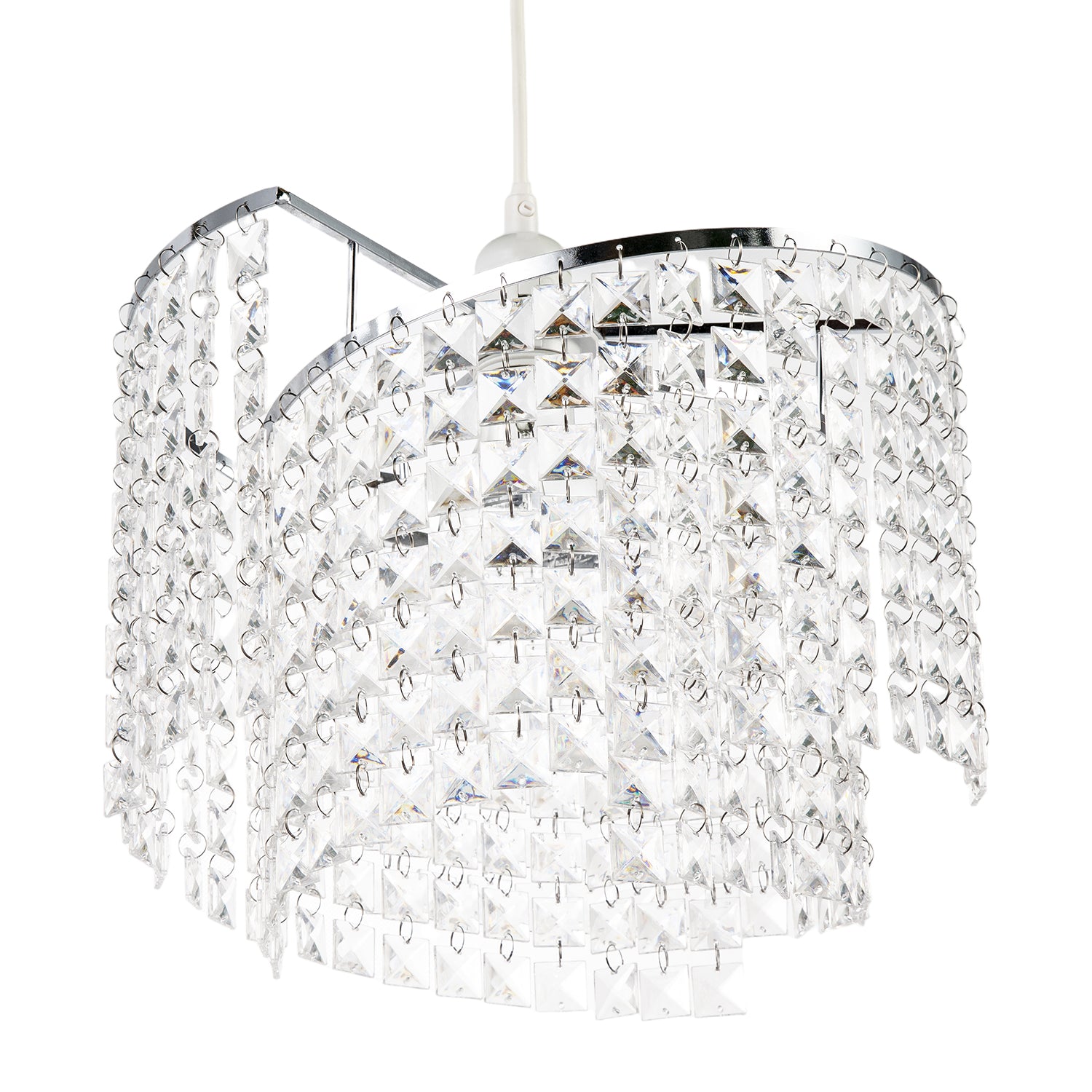 Modern Chrome Chandelier Pendant Shade with Cascading Acrylic Panels Image 4
