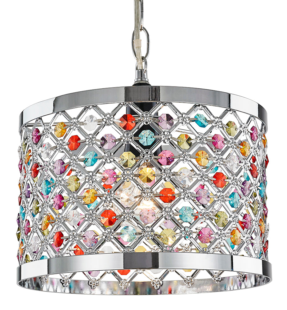 Modern Sparkly Ceiling Pendant Light Shade with Multi-Coloured Beads Image 4