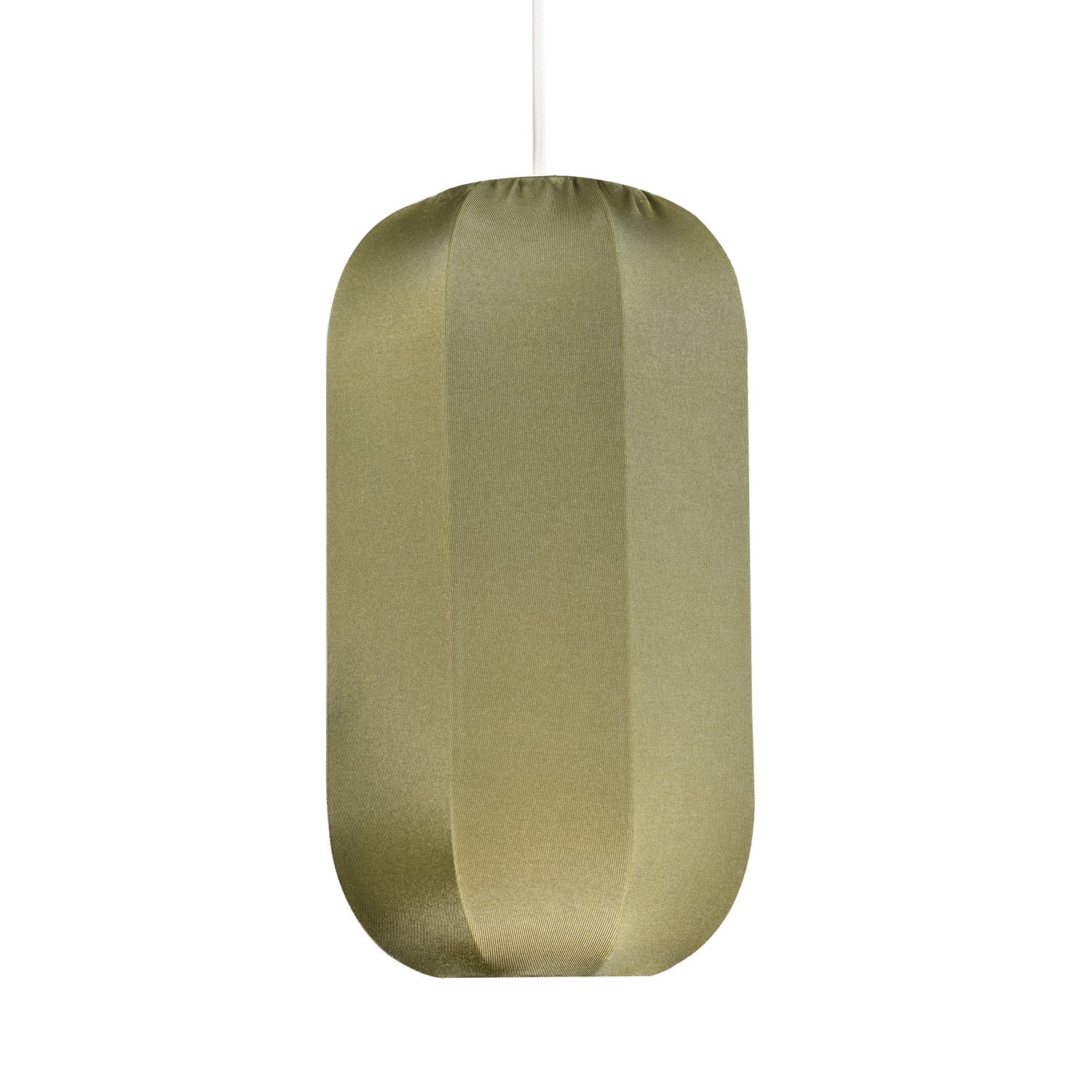 Modern Faux Silk Rectangular Pendant Lamp Shade in Pastel Olive Green Colour Image 1