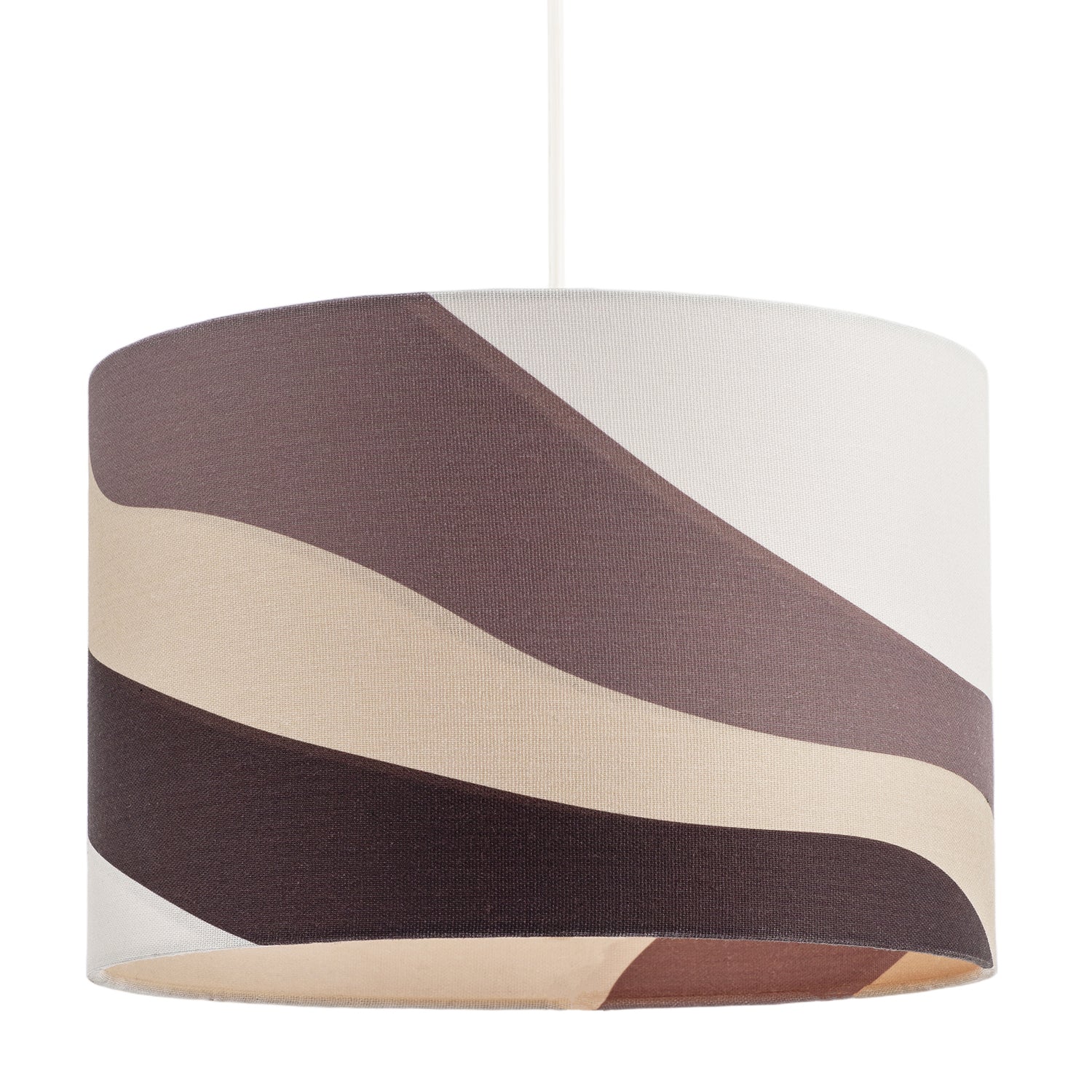 Taupe and Brown Linen Lamp Shade with Inner and Outer Wavy Design Image 2