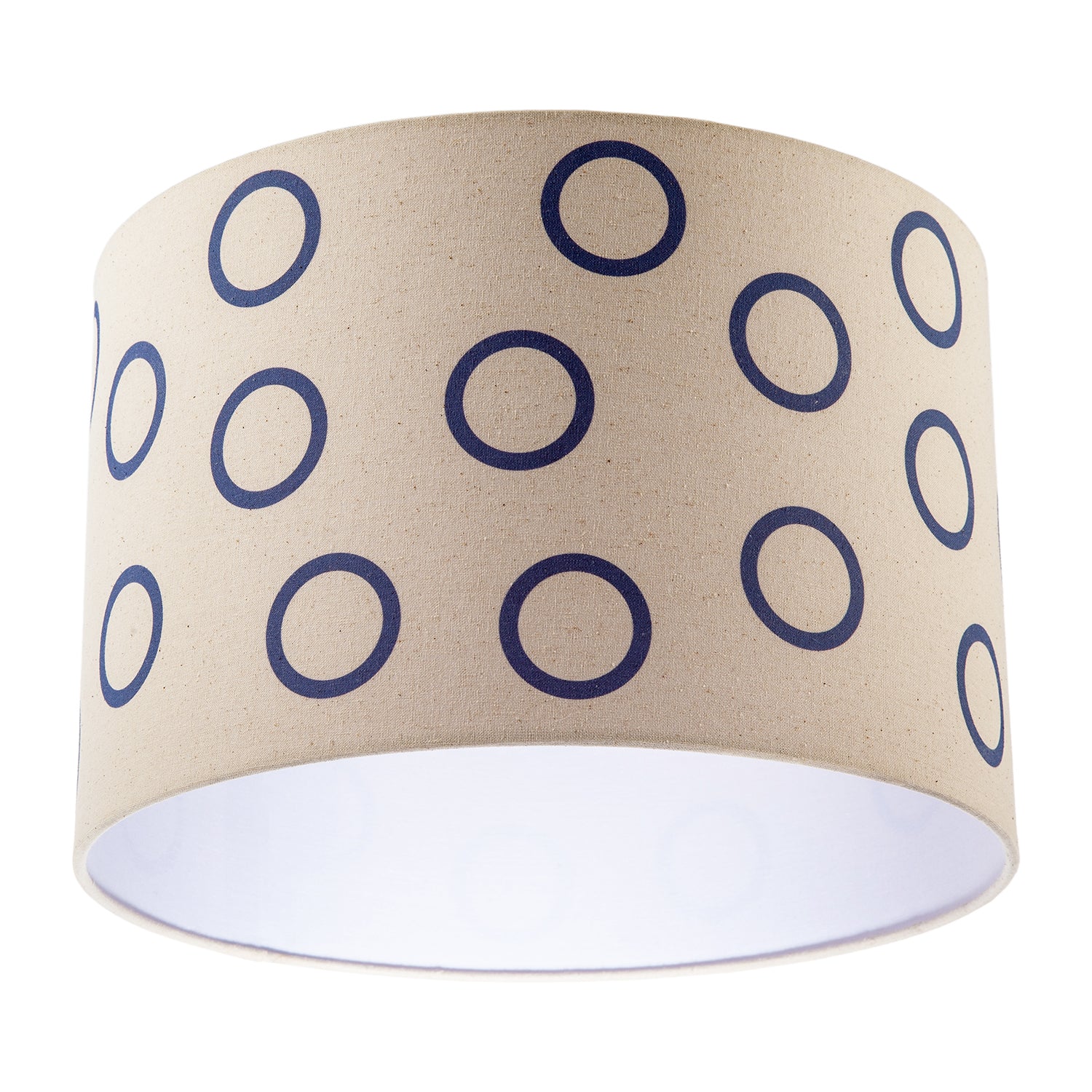 Midnight Navy Blue Open Circle Pattern Linen Fabric Drum Lamp Shade Image 5