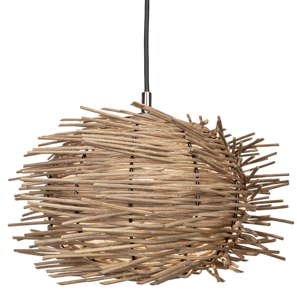 Vintage Nest Designed Natural Brown Rattan Wicker Ceiling Pendant Light Shade Image 1