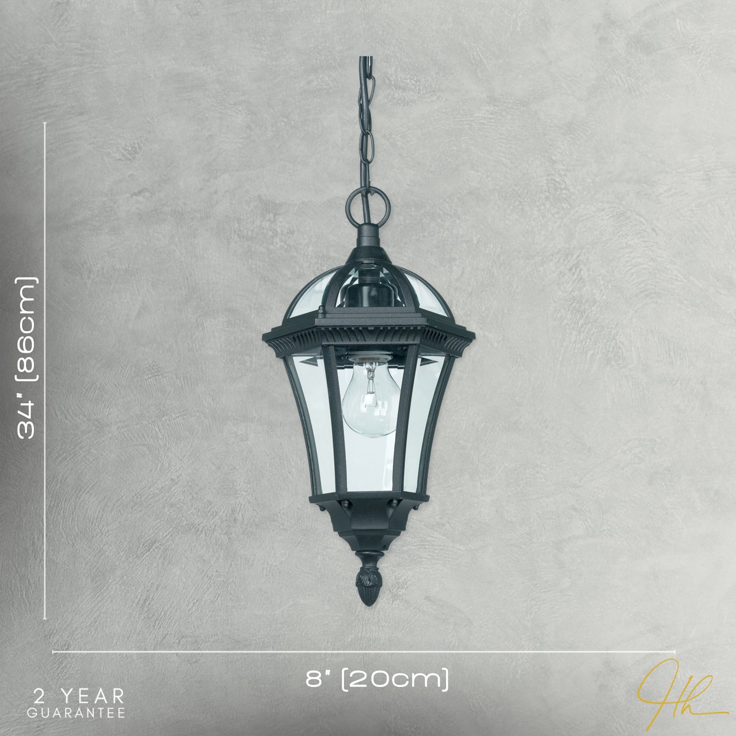 Black Exterior Hanging Porch Lantern Pendant Light Image 7