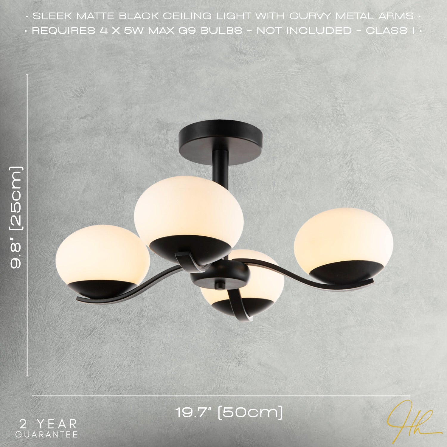 Modern Matte Black Ceiling Light with Four Opal Oval Glass Shades Image 7