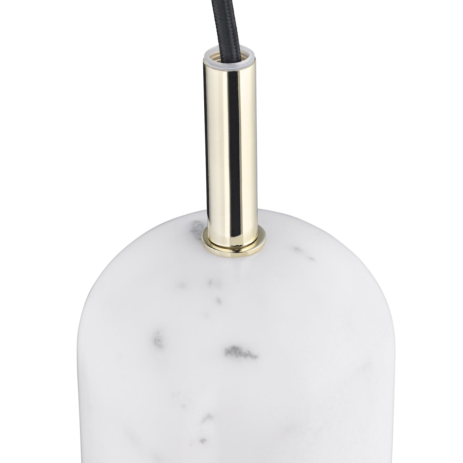 White Marble Pendant Lamp Fitting in Scandinavian Design with Black Fabric Cable Image 3