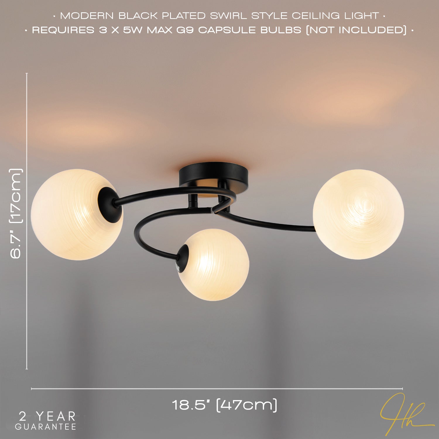Modern 3-Arm Matte Black Ceiling Light with Opal Swirl Glass Spherical Shades Image 6