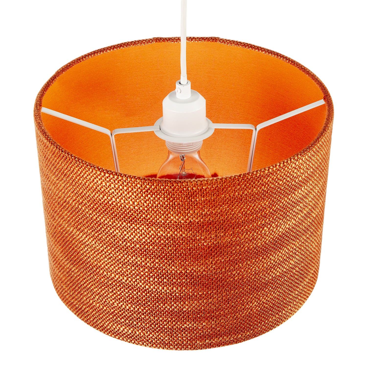 Designer Bobbled and Textured Linen Lamp Shade in Rustic Orange Image 3
