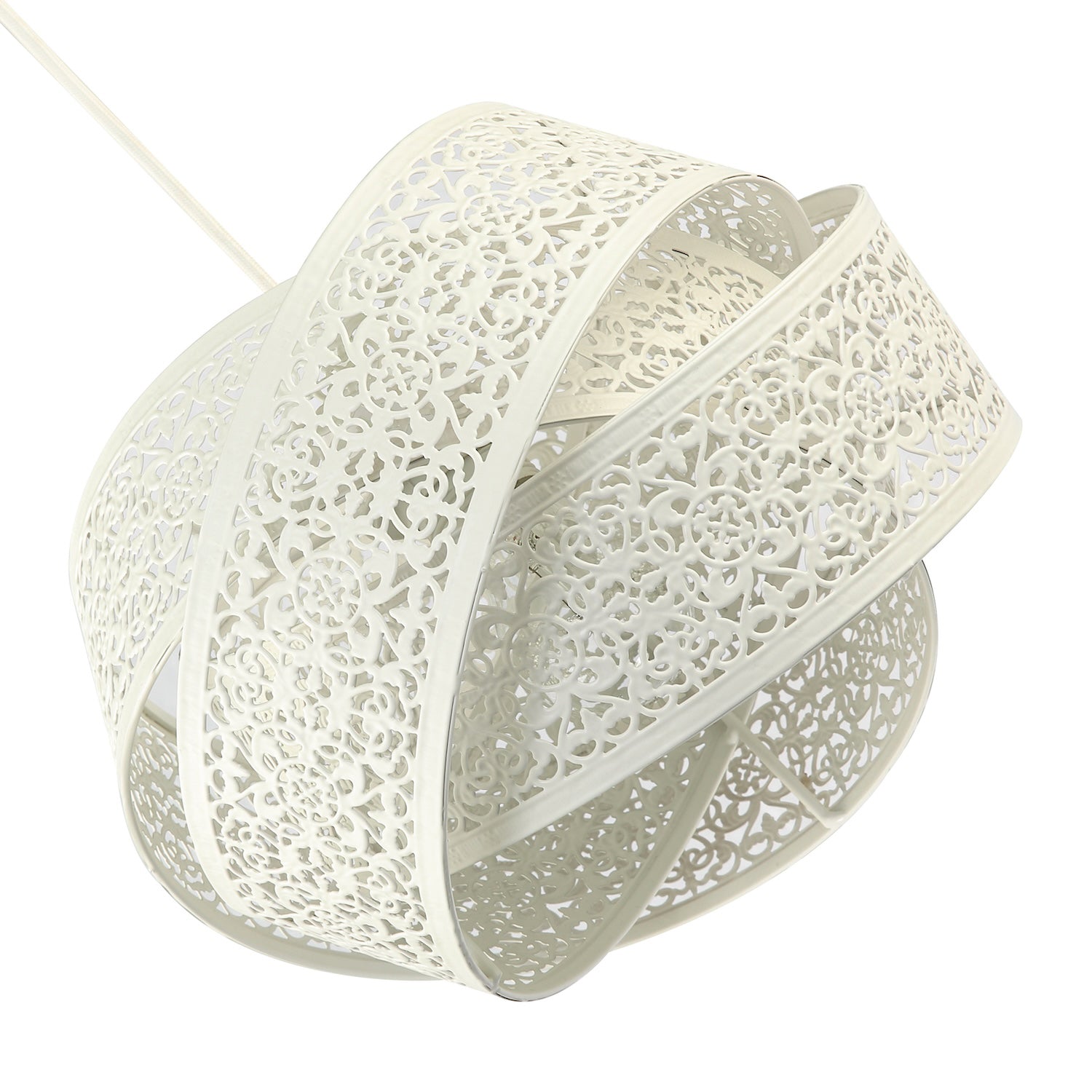 Traditional Moroccan Triple Ring Design Pendant Lighting Shade in White Gloss Image 4