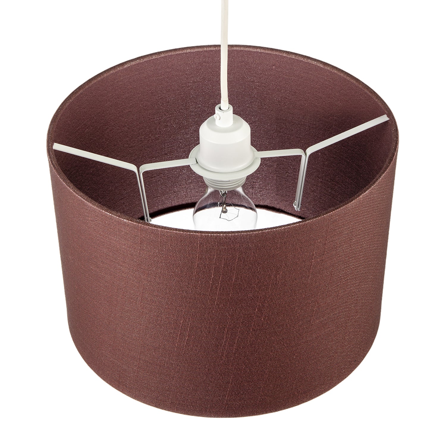 Modern Cinnamon Reddish Brown Textured Linen Fabric Circular Lampshade Image 5