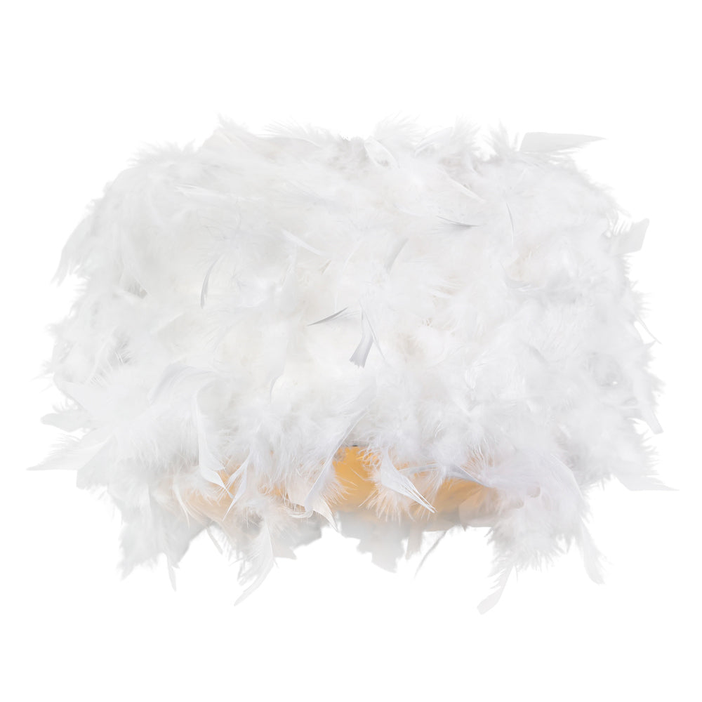 Modern Designer Real White Feather Drum Lamp Shade with Inner Cotton Lining Image 1