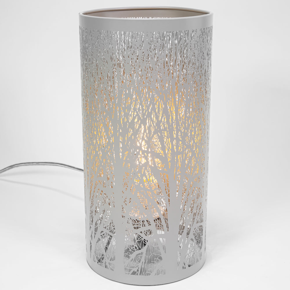 Unique and Beautiful Matt Grey Metal Forest Design Table Lamp with Cable Switch Image 2