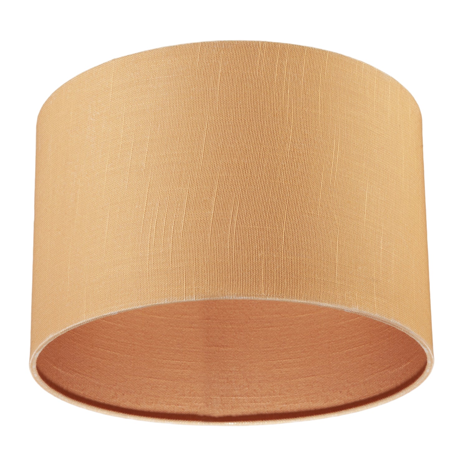Designer Soft Apricot Cream Textured Linen Fabric Circular Lamp Shade Image 4