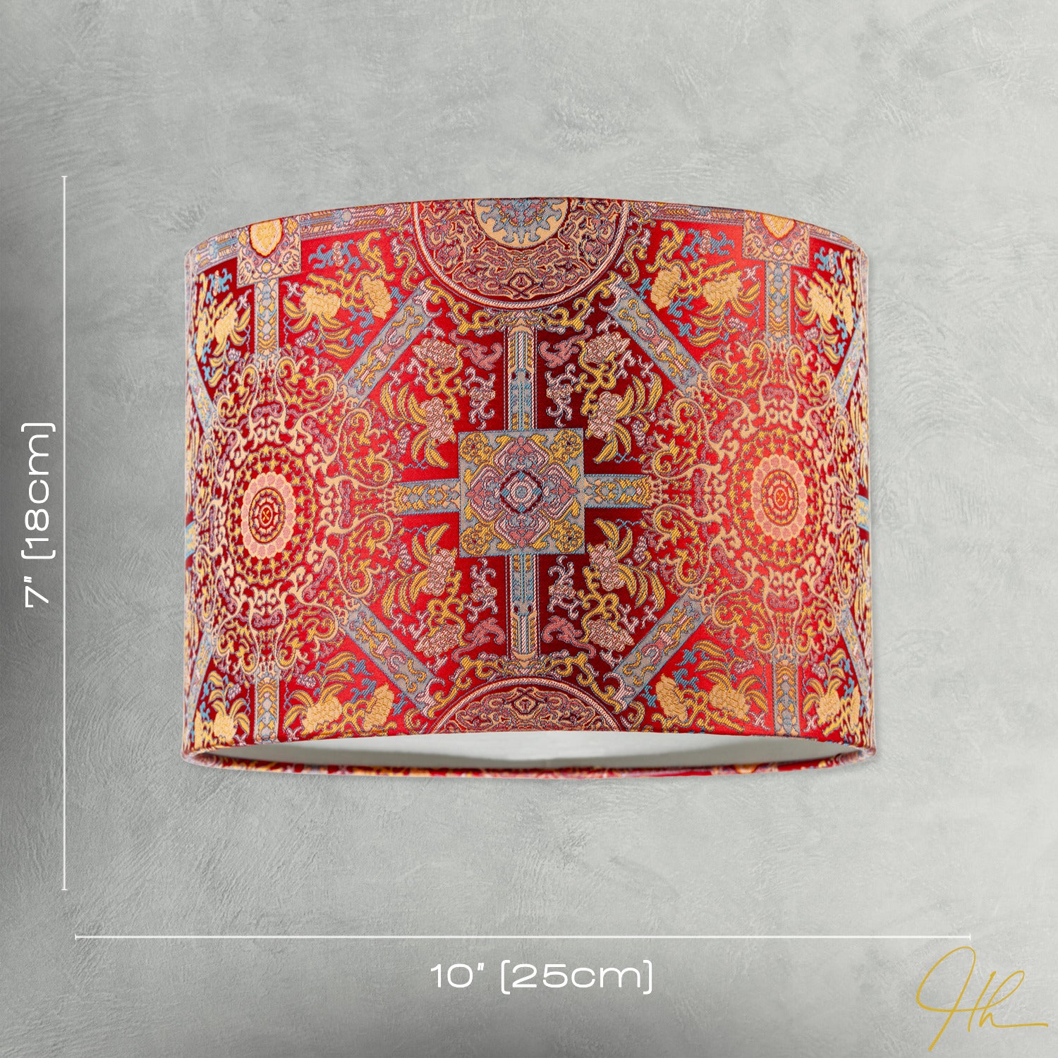 Persian-Inspired Ottoman Tapestry Floral Shade in Deep Red and Gold Image 7
