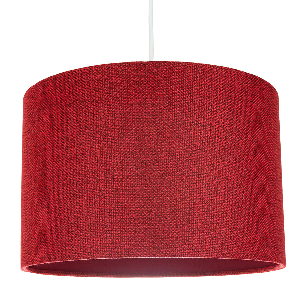 Contemporary and Sleek Red Plain Natural Linen Fabric Drum Lamp Shade 60w Max Image 2