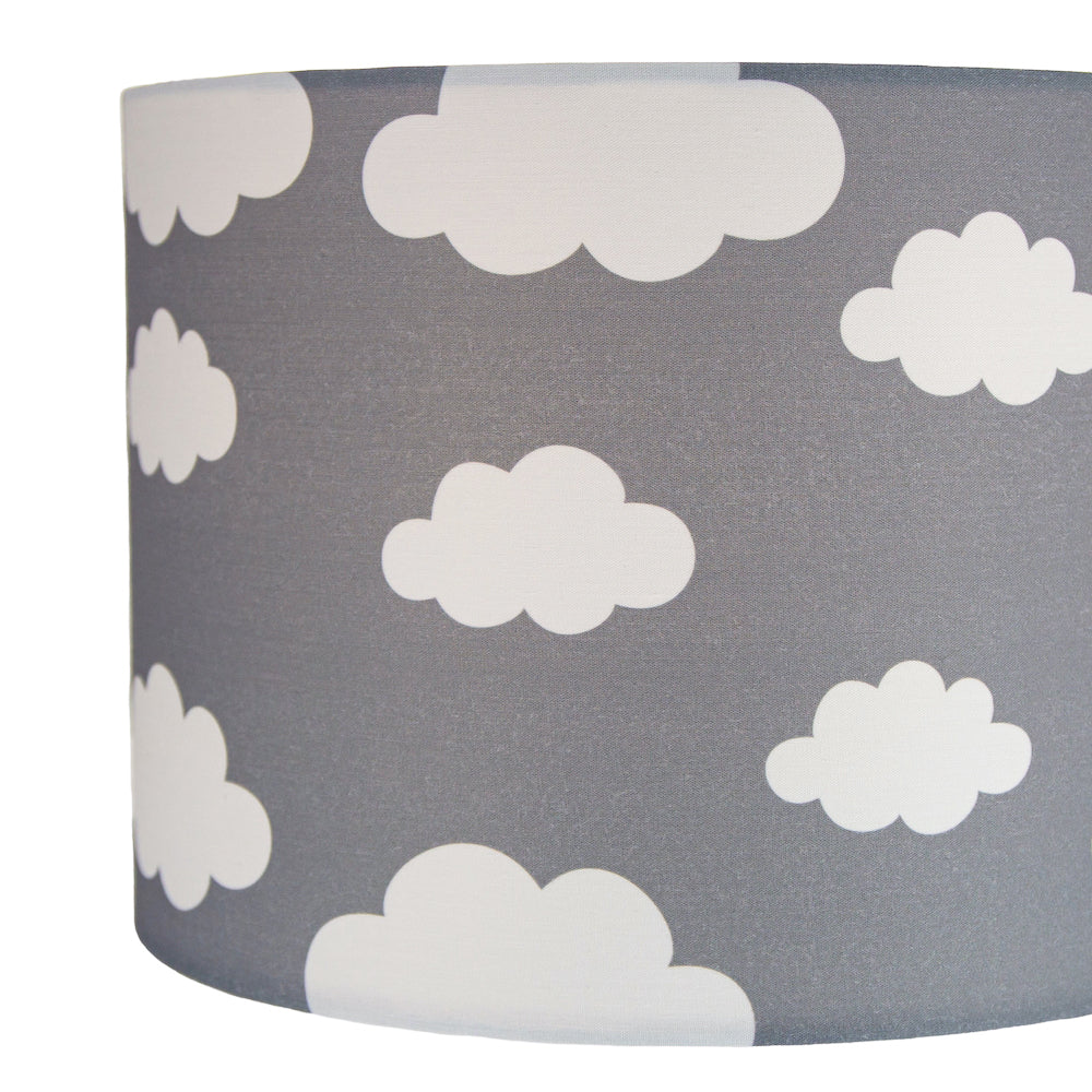 White Clouds Children's/Kids Grey Cotton Fabric Bedroom Lamp or Pendant Shade Image 3