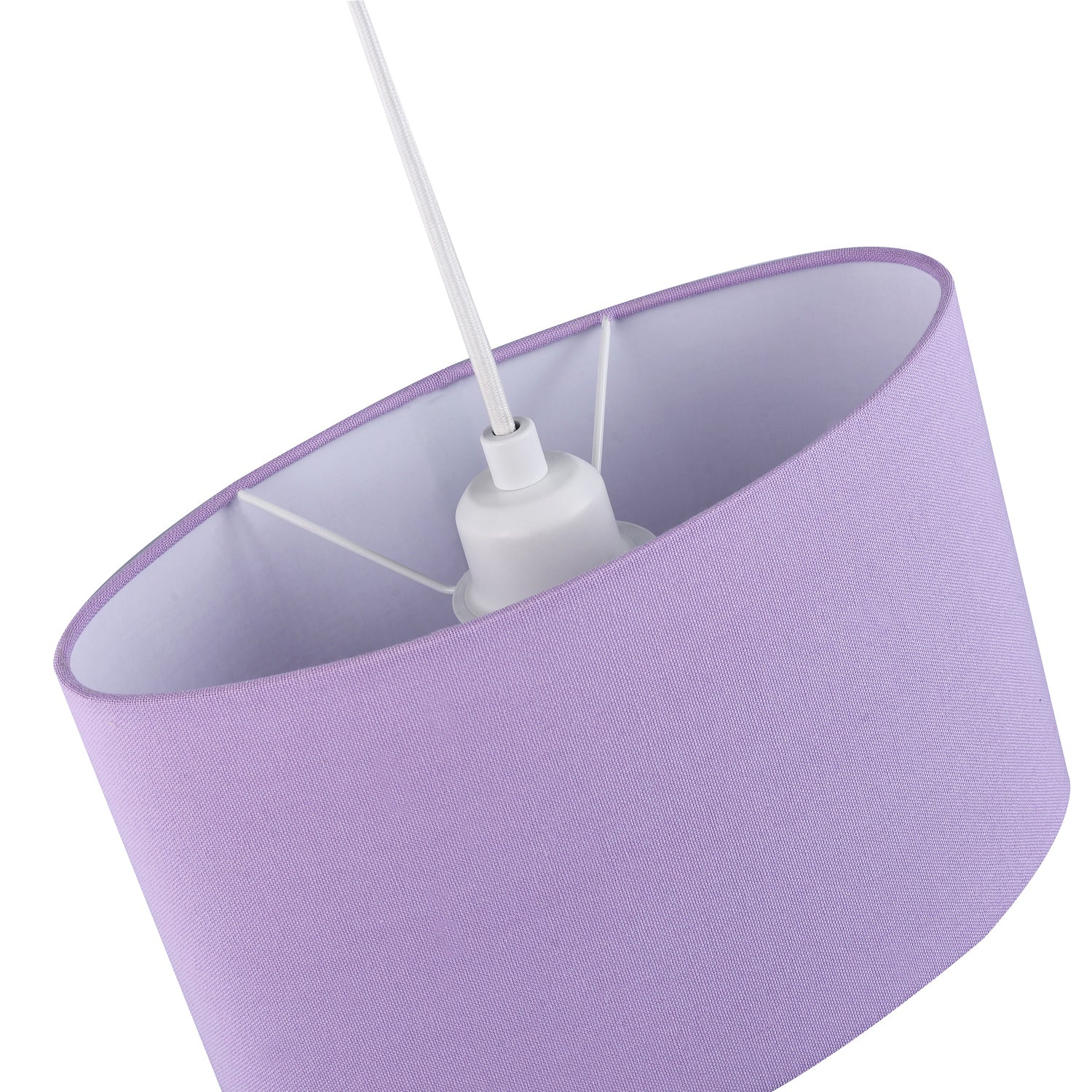 Contemporary and Stylish Soft Lilac Linen Fabric Oval Lamp Shade - 30cm Width Image 2