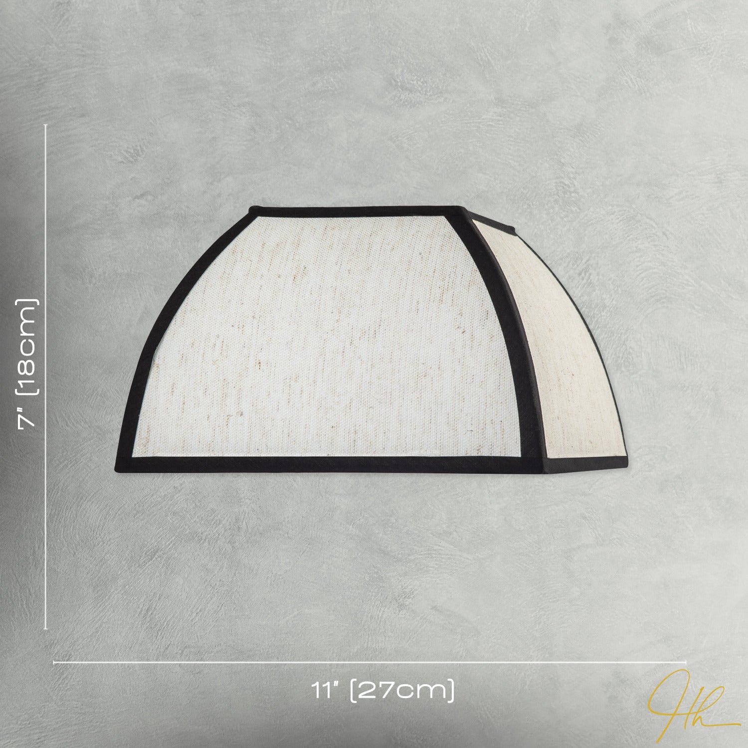 Vintage Victorian Square Lamp Shade in Oatmeal Linen and Black Trim Image 7