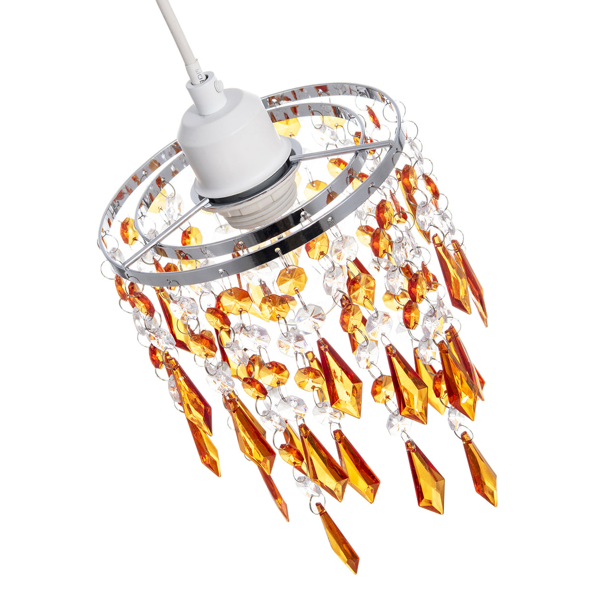 Modern Waterfall Pendant Shade with Clear and Orange Acrylic Drops Image 4