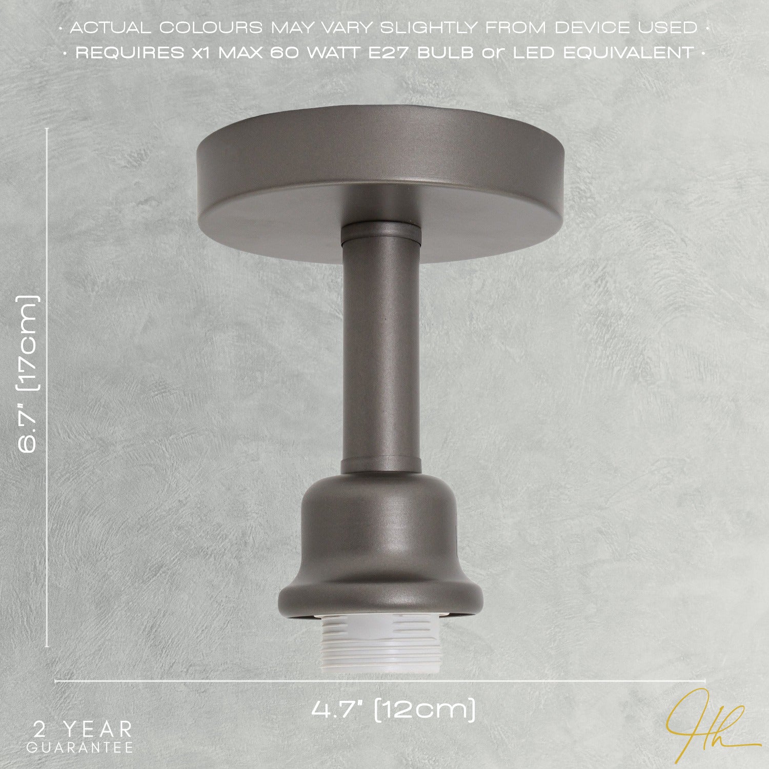 Contemporary Designer Short Semi Flush Pearl Grey Ceiling Rose Light Image 7