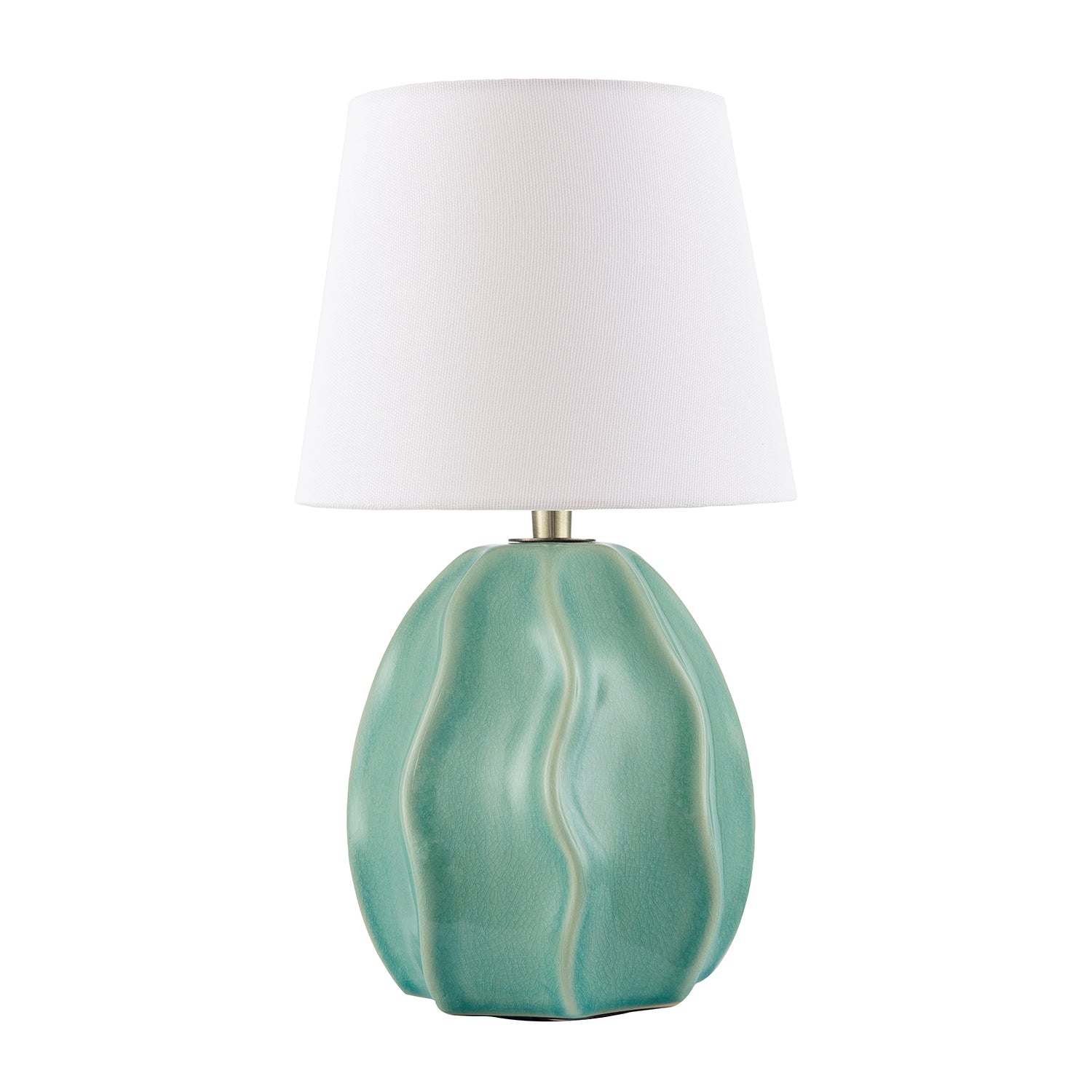 Duck Egg Gloss Ripple Ceramic Table Lamp Base with Crackle Design Image 5