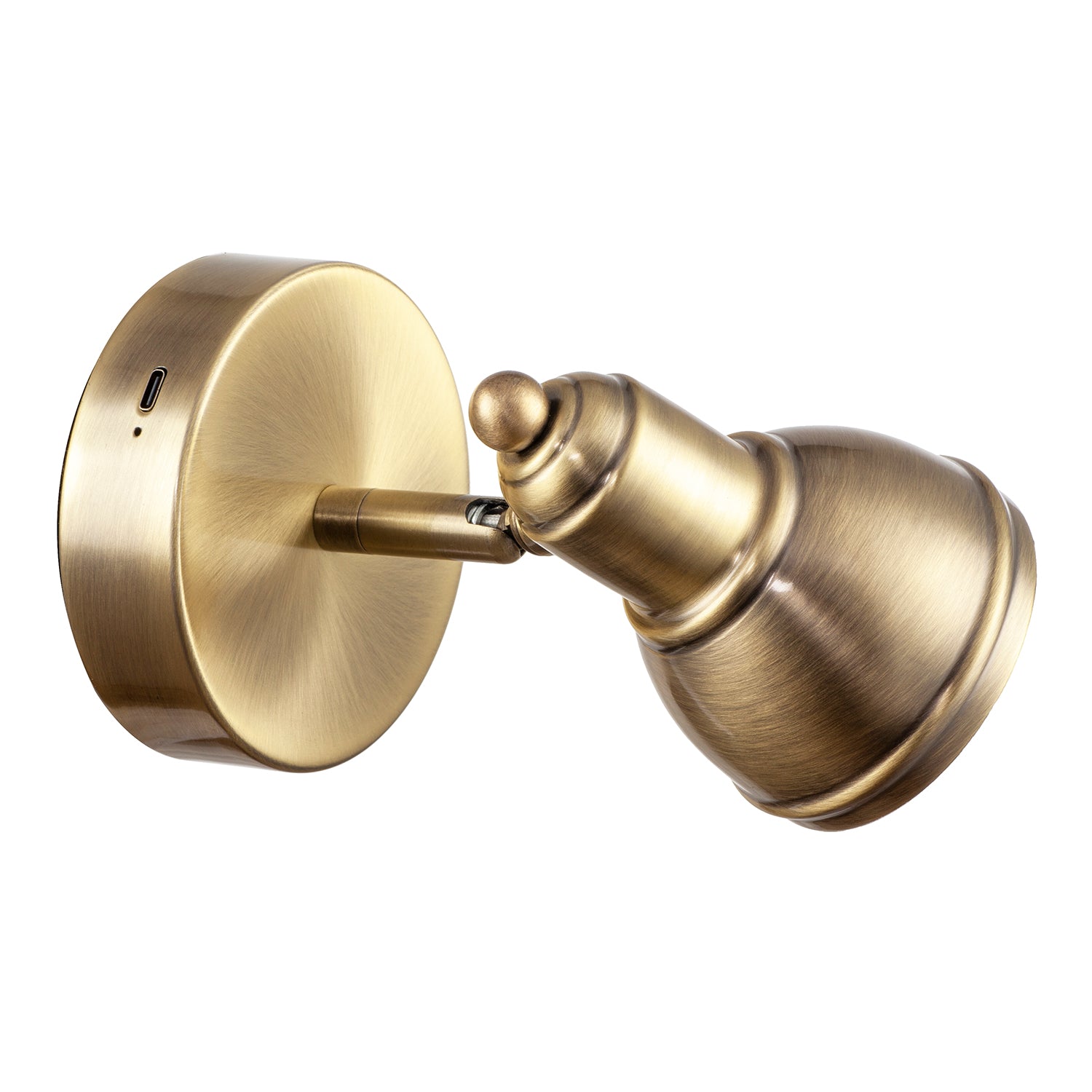 Modern Rechargeable Dimmable Spot Wall Light Fitting in Antique Brass Image 4