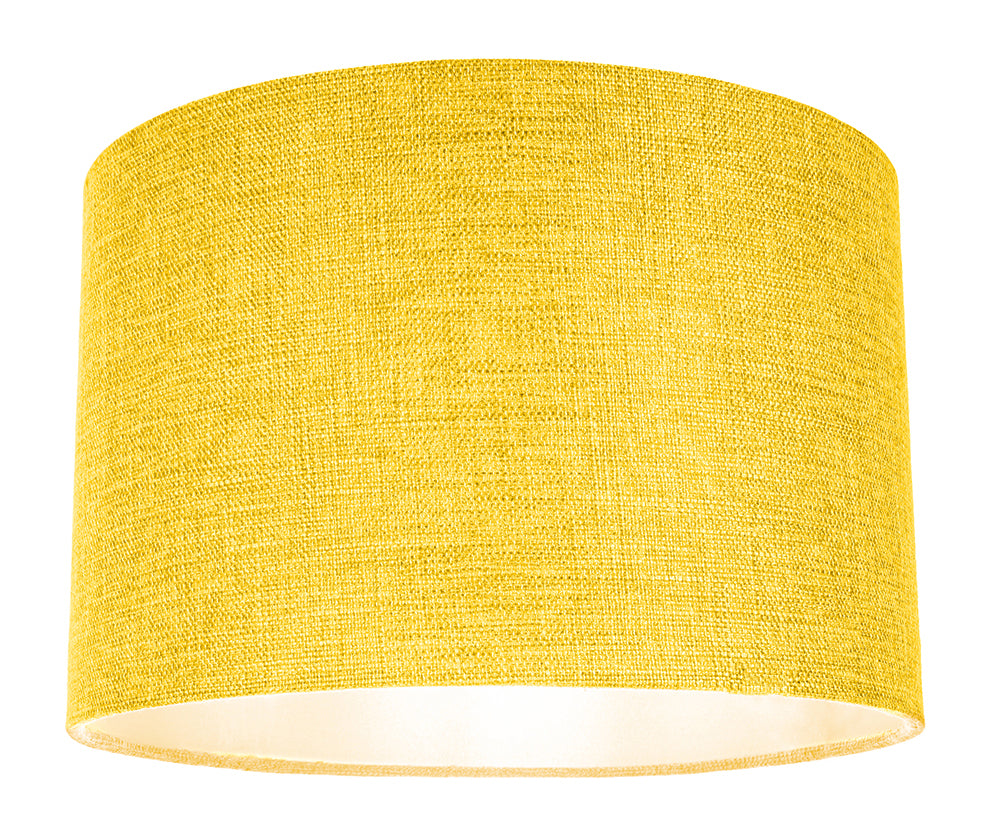 Contemporary and Sleek Yellow Plain Linen Fabric Drum Lamp Shade 60w Maximum Image 3