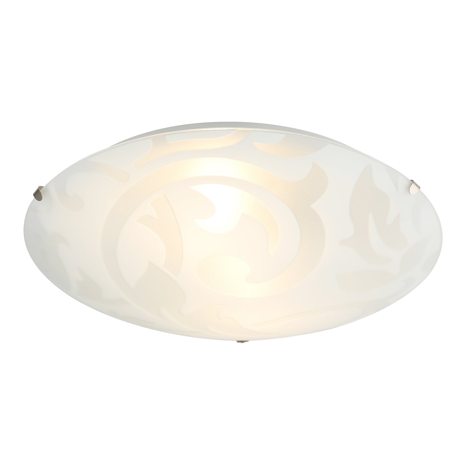 Traditional Frosted White Floral Circular Glass IP20 Flush Ceiling Light Fitting Image 2