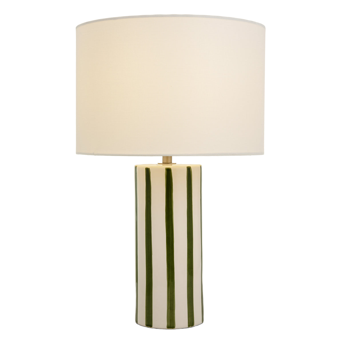 Smart Ceramic Table Lamp with Hand Painted Olive Green Stripes Image 2