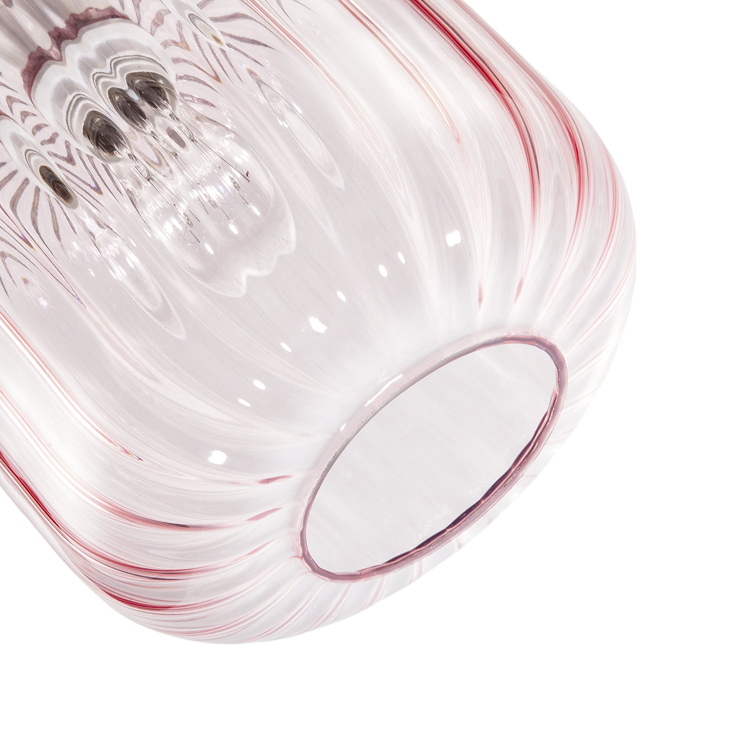 Contemporary Soft Pink Glass Wide Ribbed Square Pendant Light Shade Image 5